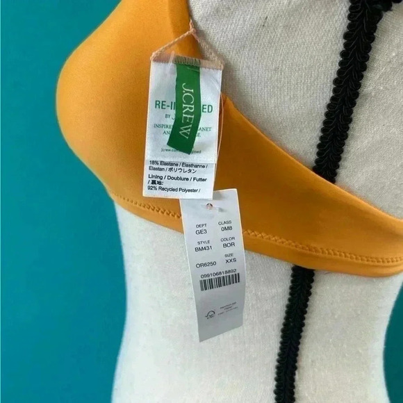 New with tags J crew orange Scrunchie-strap squareneck bikini top in size xxs - Picture 3 of 3